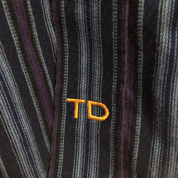 TD Thomas Dean Men’s Shirt Blue Flip Cuffs Button Front 2XL - Picture 8 of 8